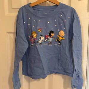 GAP Kids Long Sleeve Shirt with Ice Skating Peanuts Characters